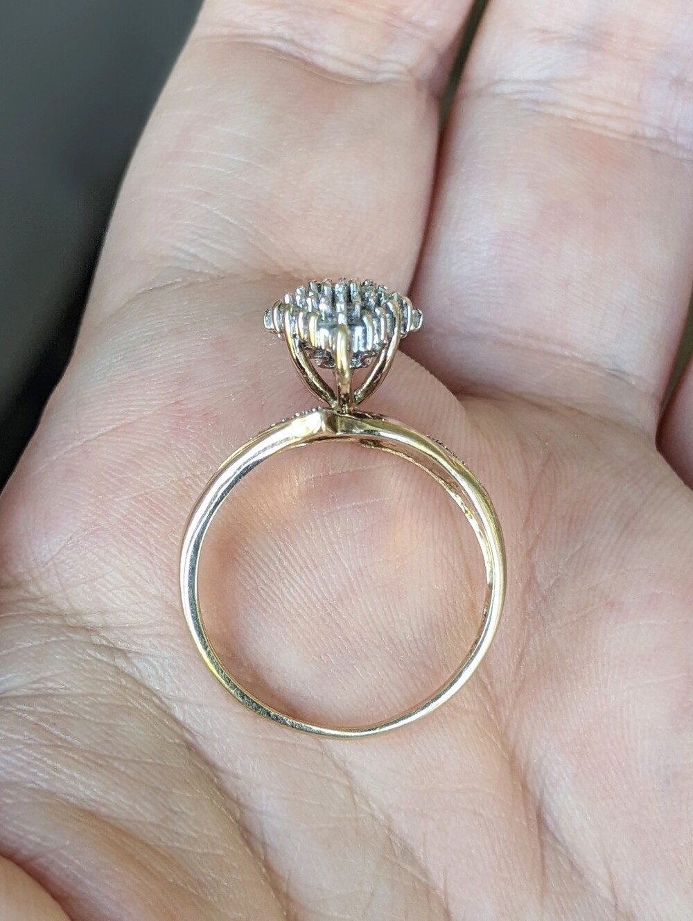 Antique 10K Gold Diamond Cluster Ring - Picture 12 of 16